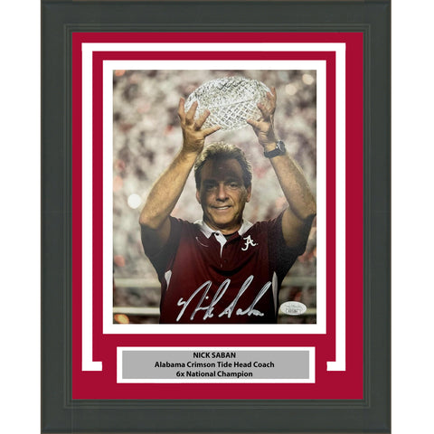 Framed Autographed/Signed Nick Saban Alabama Crimson Tide 8x10 Photo JSA COA #2