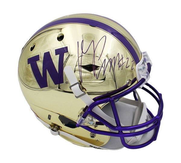 Marcus Peters Signed Washington Huskies Schutt Full Size Gold Chrome NCAA Helm