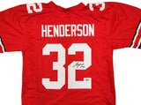 OHIO STATE BUCKEYES TREVEYON HENDERSON AUTOGRAPHED RED JERSEY BECKETT QR 203905