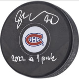 JURAJ SLAFKOVSKY Autographed "2022 #1 Pick" Canadians Logo Puck FANATICS