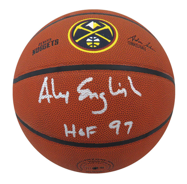 Alex English Signed Wilson Denver Nuggets Logo NBA Basketball w/HOF'97- CSS LIVE