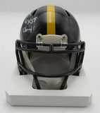 Rocky Bleier HOF Signed/Inscr Black Mini Helmet Steelers Becket Witness 191560