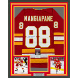 Framed Autographed/Signed Andrew Mangiapane 35x39 Calgary Red Jersey JSA COA