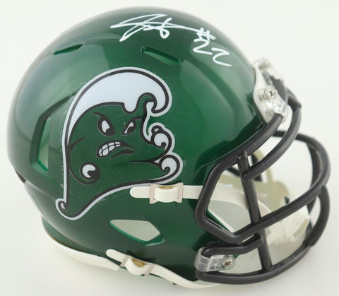 Tyjae Spears Signed Tulan Green Wave Speed Mini Helmet (JSA COA) Titans R.B.