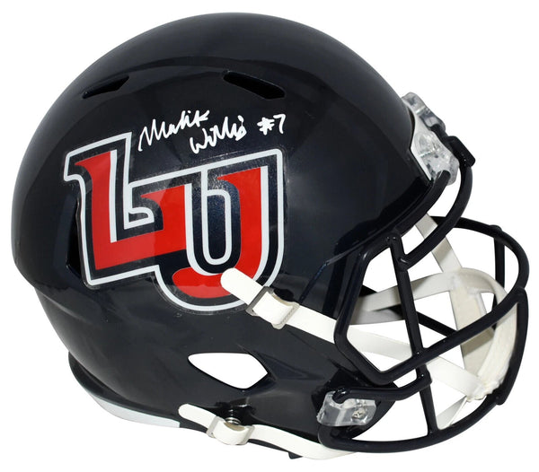 MALIK WILLIS AUTOGRAPHED LIBERTY FLAMES NAVY FULL SIZE SPEED HELMET BECKETT