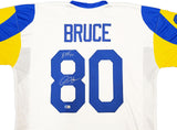 RAMS ISAAC BRUCE AUTOGRAPHED SIGNED WHITE JERSEY "HOF 20" BECKETT WITNESS 230164