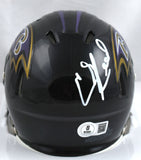 Ed Reed Autographed Baltimore Ravens Speed Mini Helmet- Beckett W Hologram