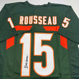 Autographed/Signed Greg Rousseau Miami Green College Football Jersey JSA COA