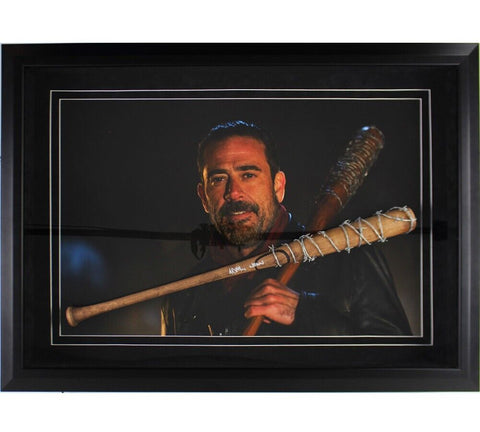 Jeffrey Dean Morgan Signed The Walking Dead LED Shadowbox Framed Barbed Wire Bat