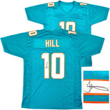 MIAMI DOLPHINS TYREEK HILL AUTOGRAPHED TEAL JERSEY BECKETT BAS WITNESS 227330