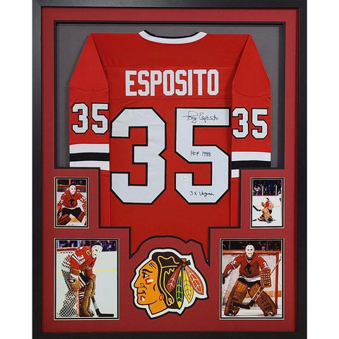 Tony Esposito Autographed Signed Framed Chicago Blackhawks Jersey JSA