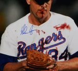 Nolan Ryan Signed Texas Rangers 16x20 Bloody Lip Photo- AIV Hologram *Blue