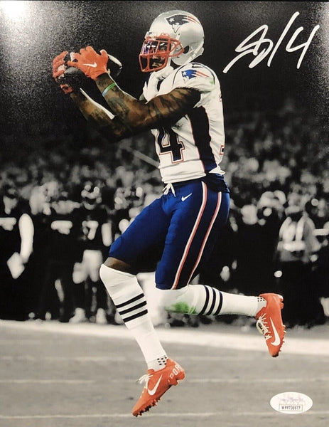 Mohamed Sanu New England Patriots Signed Spotlight 16x20 Photo 1st TD JSA