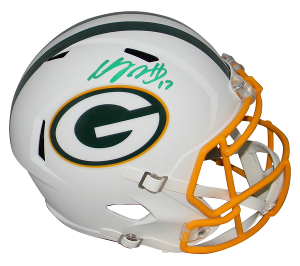 DAVANTE ADAMS SIGNED GREEN BAY PACKERS FLAT WHITE FULL SIZE SPEED HELMET JSA