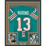 FRAMED Autographed/Signed DAN MARINO 33x42 Miami Teal Football Jersey JSA COA