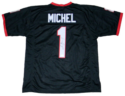 SONY MICHEL SIGNED AUTOGRAPHED GEORGIA BULLDOGS #1 BLACK JERSEY JSA