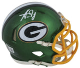 Packers Aaron Jones Authentic Signed Flash Speed Mini Helmet W/ Case BAS Witness