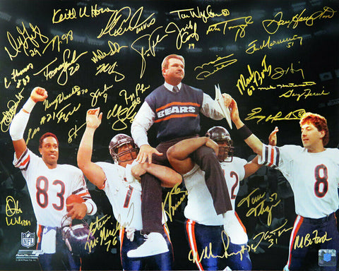 1985 Bears Team Signed SBXX Ditka Carried Off Spotlight LE 16x20 (34 Sig) SS COA