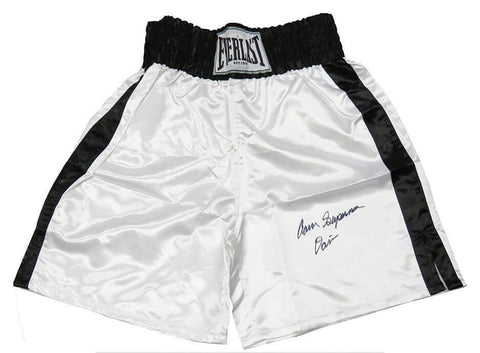 Aaron Davis Signed Everlast White Boxing Trunks w/Superman - SCHWARTZ COA