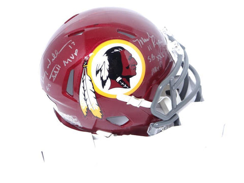 Mark Rypien & Doug Williams Signed WFT Speed Mini Helmet w/SB MVP-Beckett W Holo