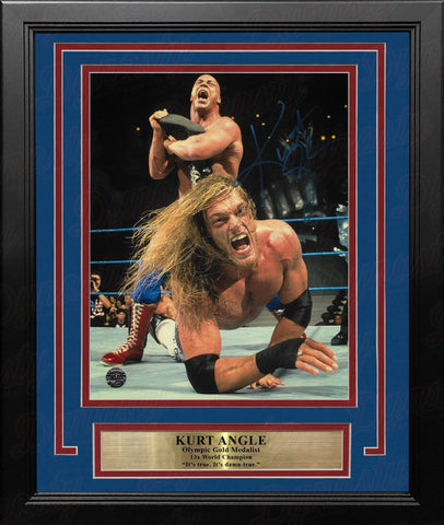 Kurt Angle Ankle Locks Edge Autographed WWE Wrestling 8x10 Framed Photo JSA PSA