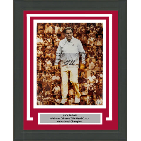 Framed Autographed/Signed Nick Saban Alabama 16x20 College Photo PSA/DNA COA