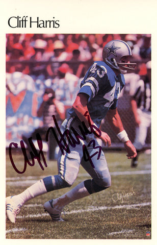 Cliff Harris Autographed Dallas Cowboys Mini Poster 34/50 Beckett 46085