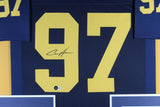 AIDEN HUTCHINSON (Michigan blue TOWER) Signed Autographed Framed Jersey Beckett