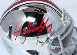 Dwayne Haskins Autographed Buckeyes Chrome Speed Mini Helmet- Beckett Auth *Red