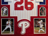 SUEDE FRAMED PHILADELPHIA PHILLIES CHASE UTLEY AUTOGRAPHED SIGNED JERSEY PSA COA