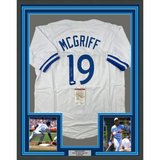 Framed Autographed/Signed Fred McGriff 33x42 Toronto White Jersey JSA COA