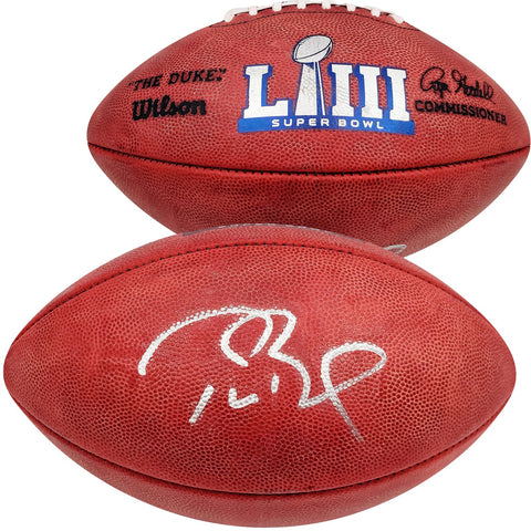 Tom Brady Autographed NFL Leather SB LIII Logo Football Fanatics AA0104126