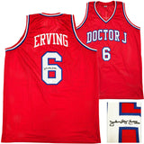 76ERS JULIUS "DR. J" ERVING AUTOGRAPHED SIGNED RED JERSEY BECKETT WITNESS 232614