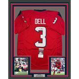 Framed Autographed/Signed Tank Dell 35x39 Houston Red Football Jersey BAS COA