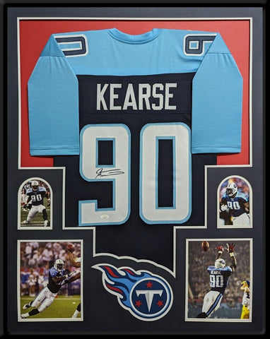 FRAMED TENNESSEE TITANS JEVON KEARSE AUTOGRAPHED SIGNED JERSEY JSA COA