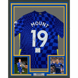 FRAMED Autographed/Signed MASON MOUNT 33x42 Chelsea FC Blue Jersey Beckett COA