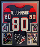 FRAMED HOUSTON TEXANS ANDRE JOHNSON AUTOGRAPHED SIGNED JERSEY JSA COA