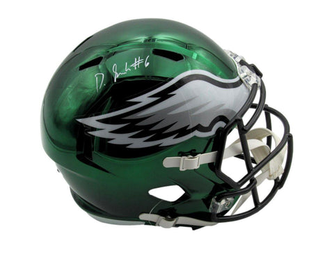 DeVonta Smith Signed Full Size Chrome Replica Helmet Eagles Fanatics 177710