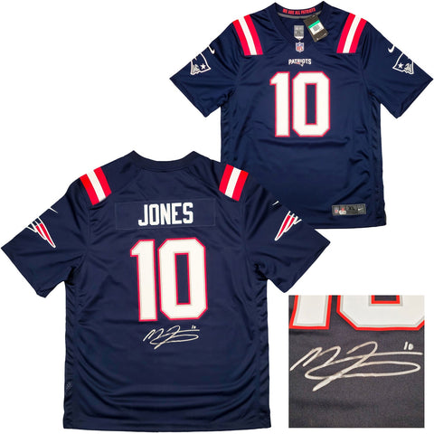 PATRIOTS MAC JONES AUTOGRAPHED BLUE NIKE GAMEDAY JERSEY SIZE XL BECKETT 202968