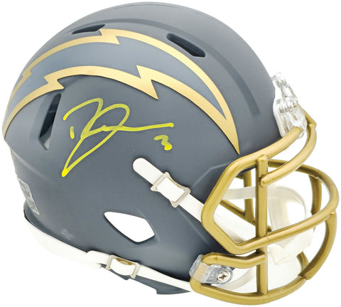 DERWIN JAMES JR. AUTOGRAPHED CHARGERS SLATE GRAY MINI HELMET BECKETT 230074