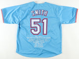 Will Smith Signed Texas Rangers Career Stat Jersey (JSA) 2023 World Series Champ