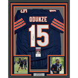 Framed Autographed/Signed Rome Odunze 35x39 Chicago Blue Football Jersey JSA COA