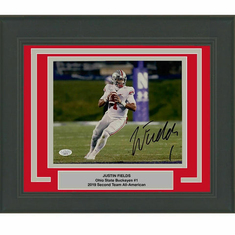 FRAMED Autographed/Signed JUSTIN FIELDS Ohio State Buckeyes 8x10 Photo JSA COA 6