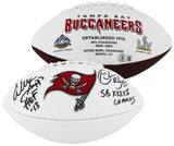 Bucs Warren Sapp & Derrick Brooks Signed White Panel Football W/ Case BAS Wit