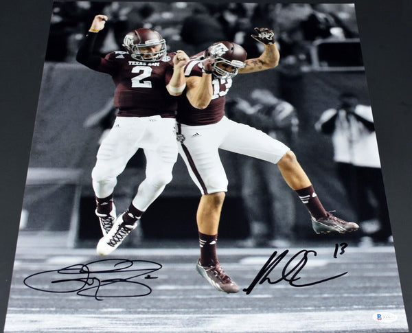 MIKE EVANS & JOHNNY MANZIEL AUTOGRAPHED TEXAS A&M AGGIES 16x20 PHOTO BECKETT