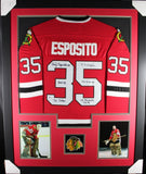 TONY ESPOSITO Blackhawks 6x Inscribed Signed Autographed Framed Jersey Beckett