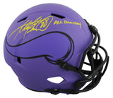 Vikings Adrian Peterson "All Damn Day" Signed Rave F/S Speed Rep Helmet BAS Wit