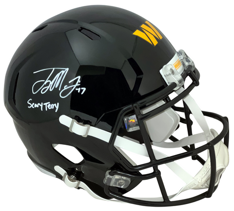 TERRY McLAURIN SIGNED WASHINGTON COMMANDERS FULL SIZE BLACK HELMET W SCARY TERRY