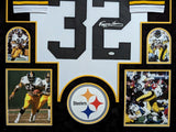 FRAMED IN SUEDE PITTSBURGH STEELERS FRANCO HARRIS AUTOGRAPHED JERSEY JSA COA