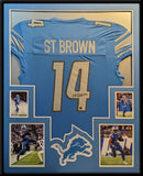 FRAMED DETROIT LIONS AMON-RA ST BROWN AUTOGRAPHED SIGNED JERSEY BECKETT HOLO